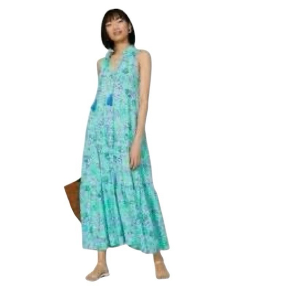 Lilly Pulitzer‎ Malone Cabana Keep it Reel Resortwear Maxi Dress S Green Blue
